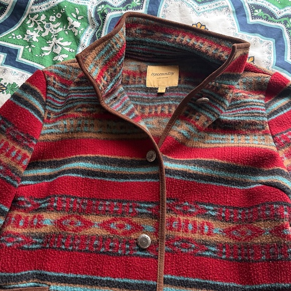 EUC Aztec Striped Red Button-Up Jacket - Picture 2 of 3